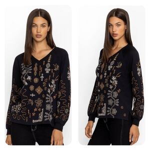 Sold Out Style Johnny Was Raglan Bishop Sleeve Tee in Jenai Embroidery - size XL